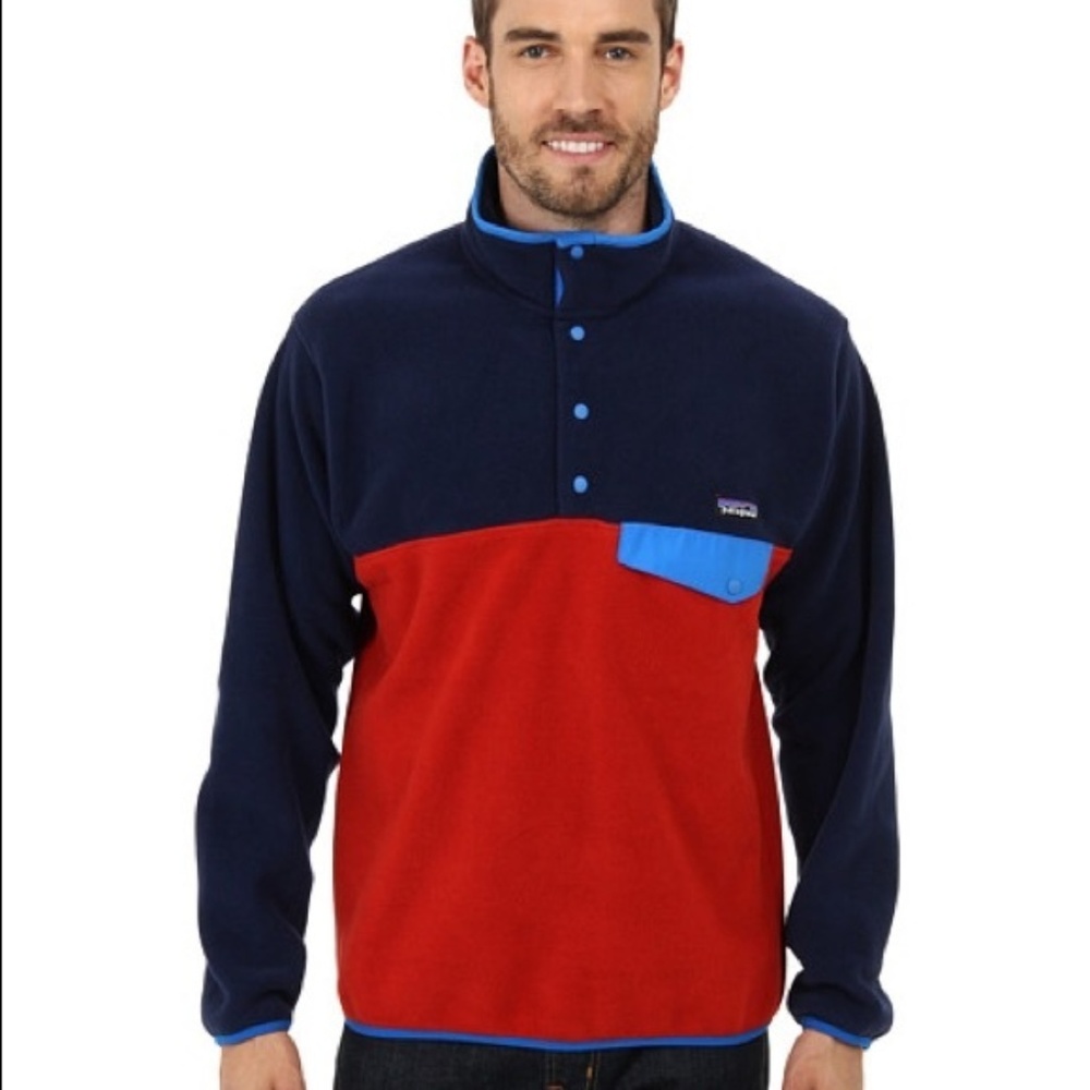 Patagonia Synchilla fleece  XL blue red NEW Snap
